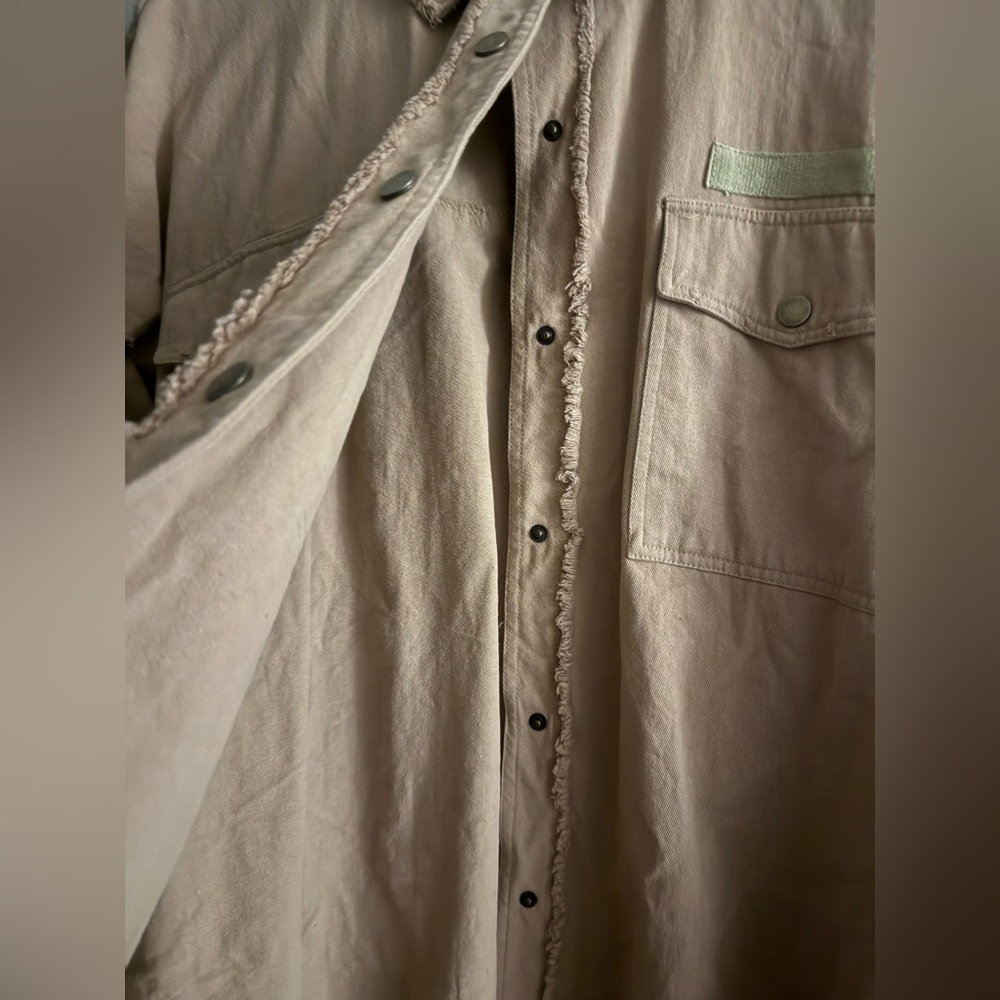 LA MIEL Brown Frayed Collar Shirt/jacket - Picture 3 of 11